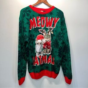 Party Sweater Dec 25th Womens Sz Medium Meowy Catmas Cat Ugly Christmas Sweater